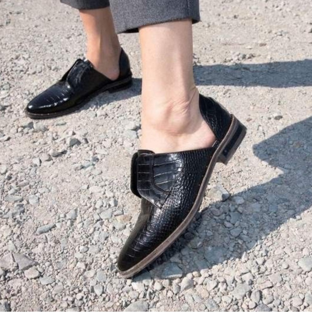 Freda Salvador D’orsay Embossed Croc Leather Oxfords Loafers Shoe Size 6 - Picture 2 of 11